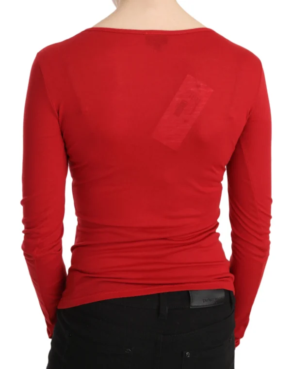Exte Women's Red Crystal Embellished Long Sleeve Top