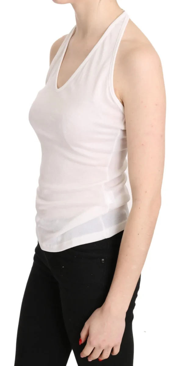GF Ferre Women's Elegant White Halter Casual Tank Top