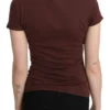 Exte Women's Chic Brown Hearts Printed Short Sleeve Top