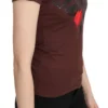 Exte Women's Chic Brown Hearts Printed Short Sleeve Top