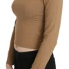 GF Ferre Women's Elegant Brown Long Sleeve Cropped Top