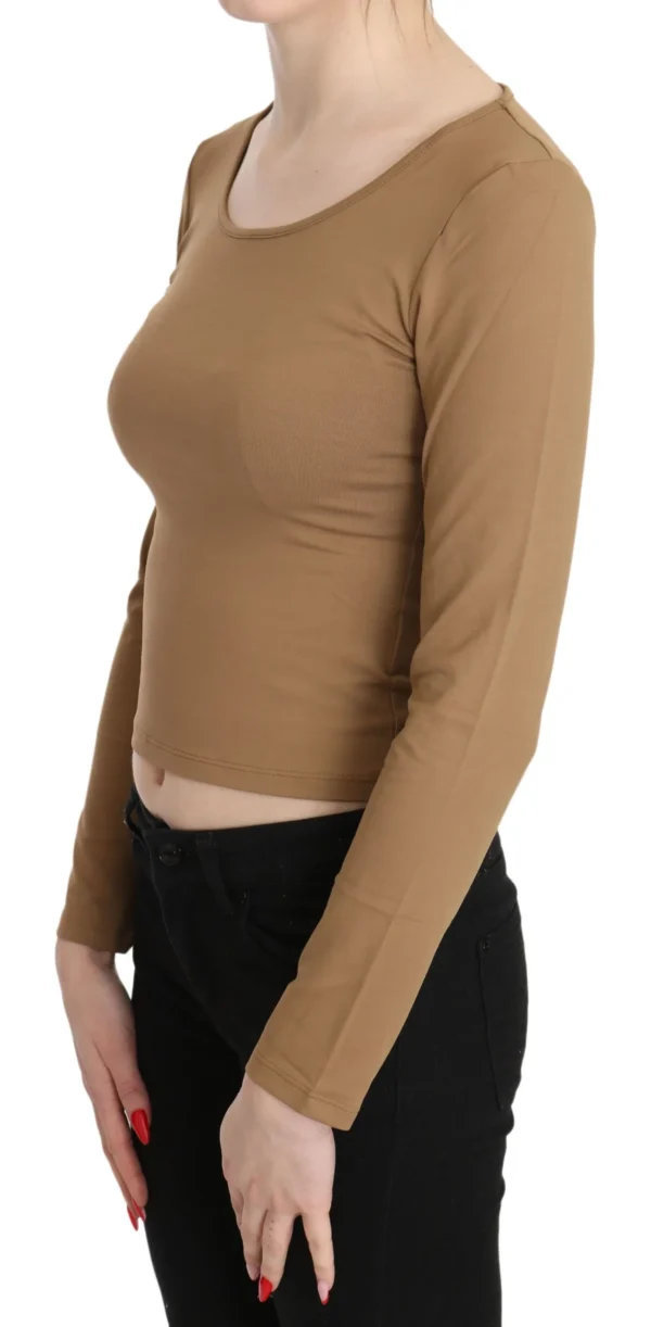 GF Ferre Women's Elegant Brown Long Sleeve Cropped Top