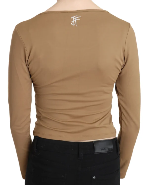 GF Ferre Women's Elegant Brown Long Sleeve Cropped Top