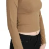 GF Ferre Women's Elegant Brown Long Sleeve Cropped Top