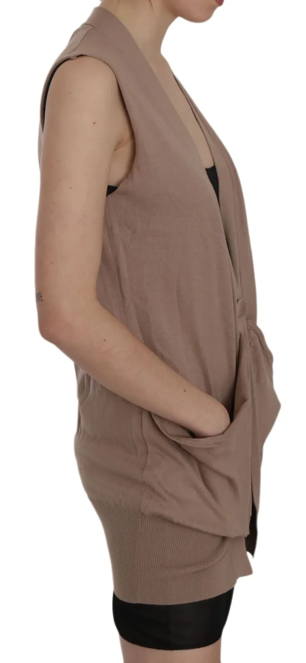 PINK MEMORIES Women's Chic Sleeveless Cotton Cardigan Vest - Elegant Brown