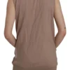 PINK MEMORIES Women's Chic Sleeveless Cotton Cardigan Vest - Elegant Brown