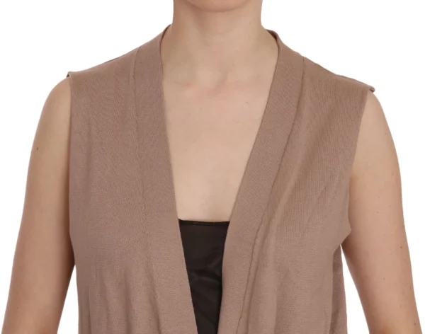 PINK MEMORIES Women's Chic Sleeveless Cotton Cardigan Vest - Elegant Brown