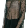 PINK MEMORIES Women's Elegant Green Mesh Long Sleeve Top