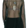 PINK MEMORIES Women's Elegant Green Mesh Long Sleeve Top