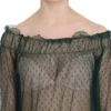 PINK MEMORIES Women's Elegant Green Mesh Long Sleeve Top