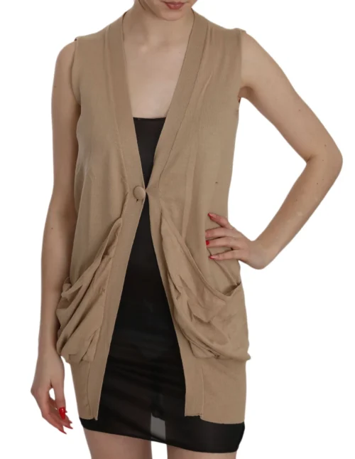 PINK MEMORIES Women's Elegant Sleeveless Cotton Cardigan Top