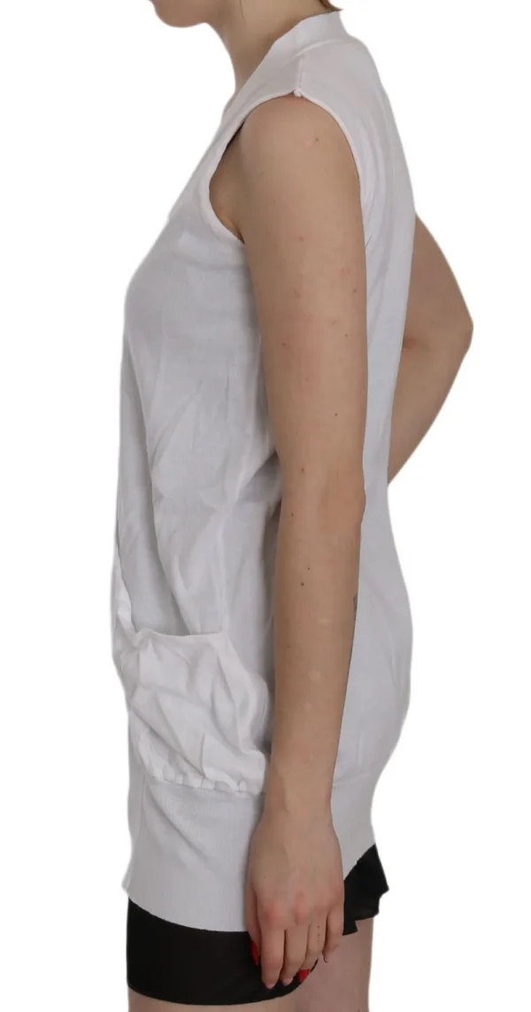 PINK MEMORIES Women's Elegant Sleeveless Cotton Vest in Pristine White