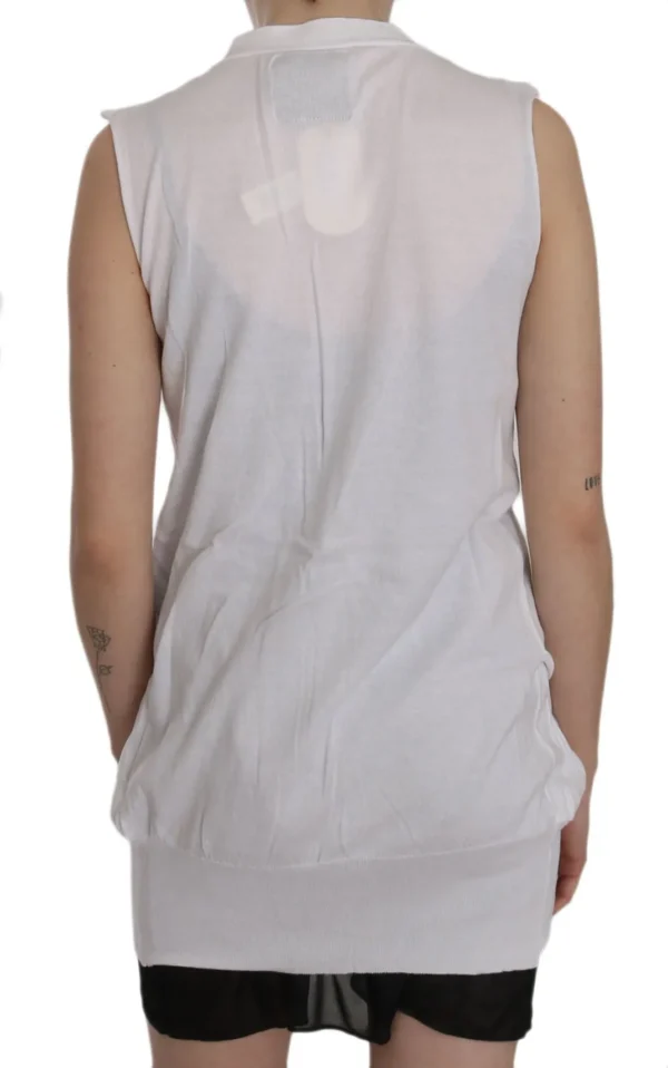 PINK MEMORIES Women's Elegant Sleeveless Cotton Vest in Pristine White