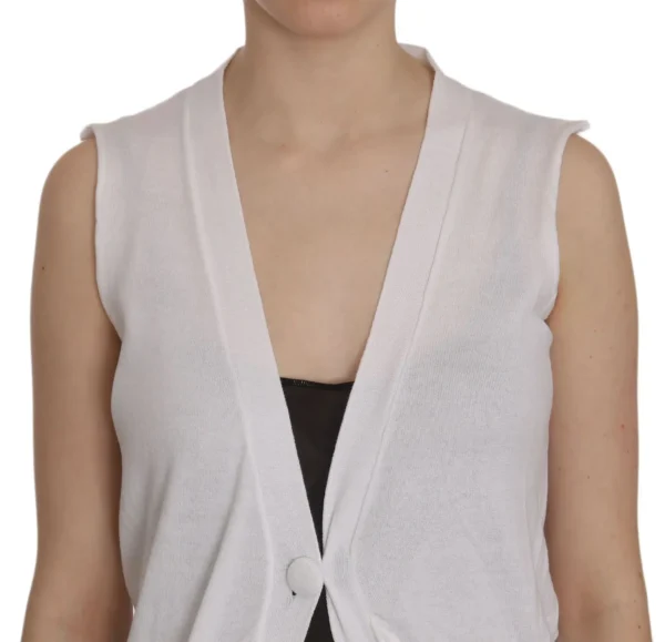 PINK MEMORIES Women's Elegant Sleeveless Cotton Vest in Pristine White