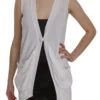 PINK MEMORIES Women's Elegant Sleeveless Cotton Vest in Pristine White