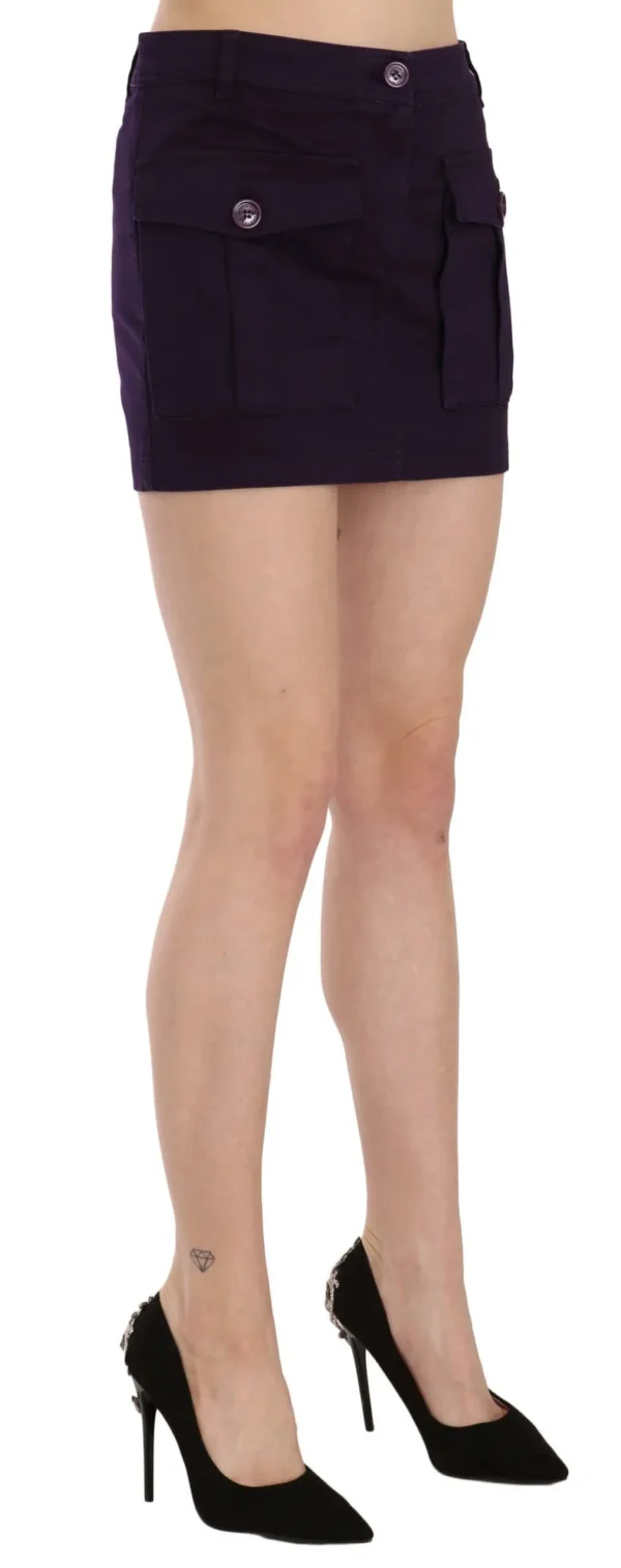 GF Ferre Women's Elegant Purple High-Waist A-Line Mini Skirt