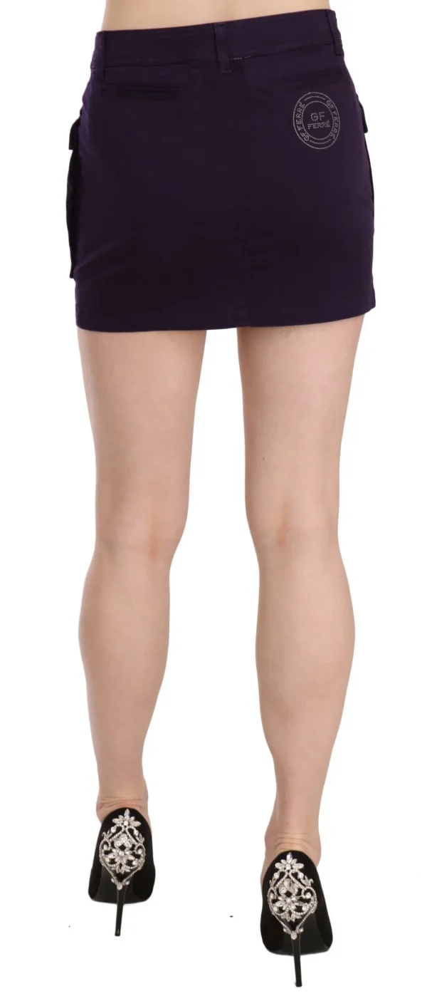GF Ferre Women's Elegant Purple High-Waist A-Line Mini Skirt