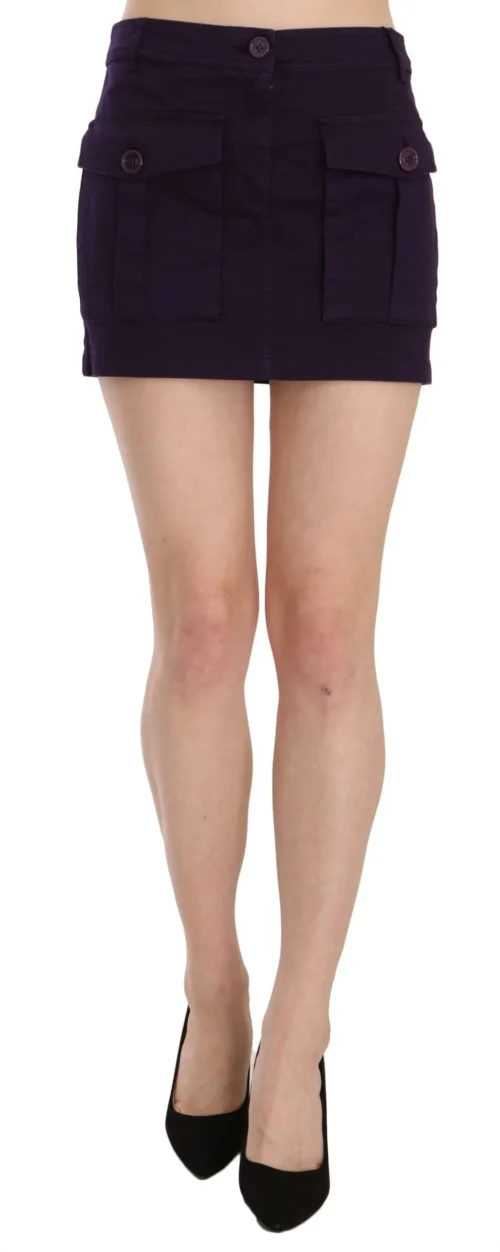 GF Ferre Women's Elegant Purple High-Waist A-Line Mini Skirt