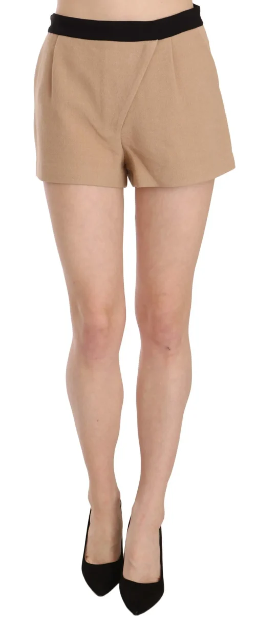 Costume National Women's Chic Beige Mid Waist Mini Shorts
