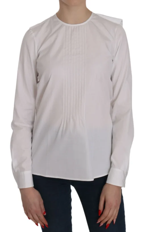 Dsquared² Women's Elegant White Cotton Crew Neck Top