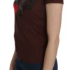 Exte Women's Chic Brown Heart Print Crew Neck Top