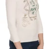 Exte Women's Elegant White Long Sleeve Crew Neck Top