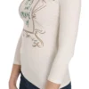 Exte Women's Elegant White Long Sleeve Crew Neck Top