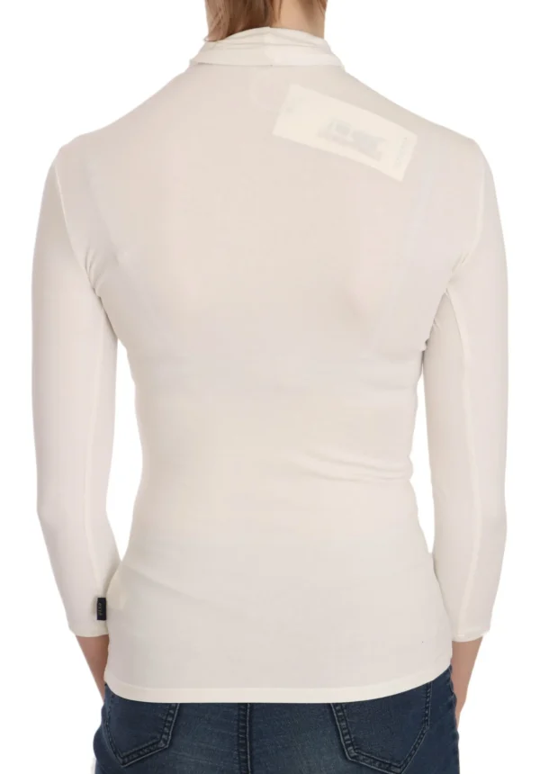 Exte Women's Elegant White Long Sleeve Crew Neck Top
