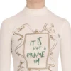 Exte Women's Elegant White Long Sleeve Crew Neck Top