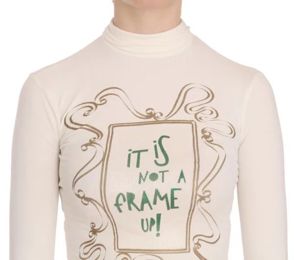 Exte Women's Elegant White Long Sleeve Crew Neck Top