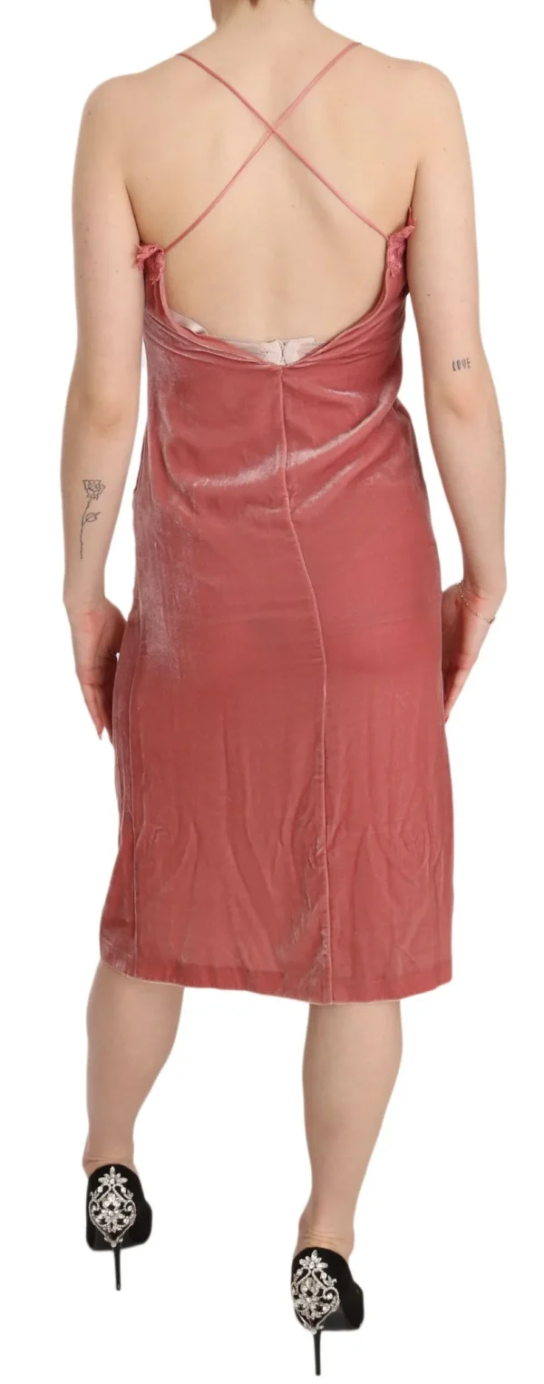 PINKO Women's Pink Lace Silk-Blend Midi Dress with Side Slit