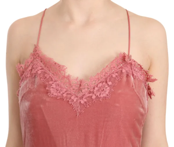 PINKO Women's Pink Lace Silk-Blend Midi Dress with Side Slit
