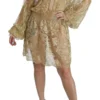 Dolce & Gabbana Women's Elegant Gold Lace A-Line Knee Length Dress