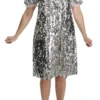Dolce & Gabbana Women's Elegant Silver A-Line Dress with Crystal Accents