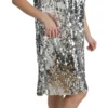 Dolce & Gabbana Women's Elegant Silver A-Line Dress with Crystal Accents