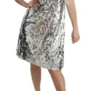 Dolce & Gabbana Women's Elegant Silver A-Line Dress with Crystal Accents