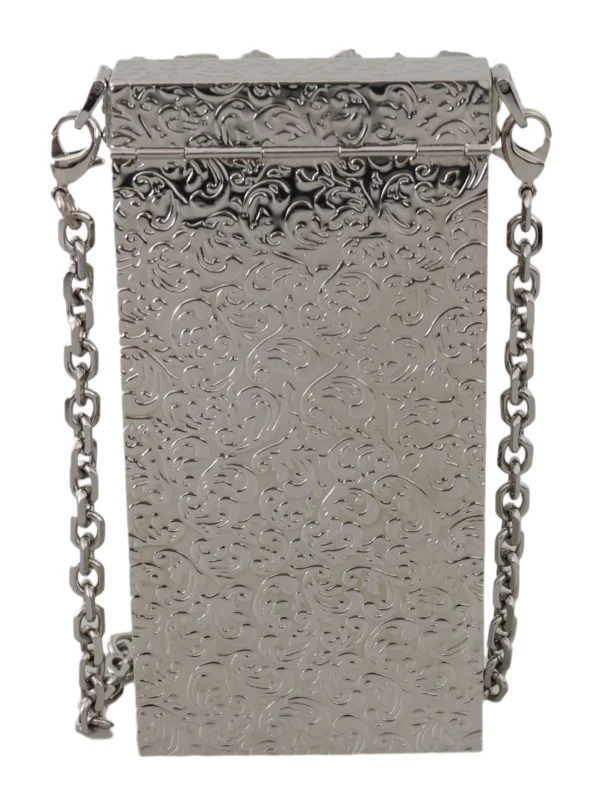 Dolce & Gabbana Women's Elegant Silver Crystal Case Crossbody Purse