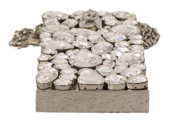 Dolce & Gabbana Women's Elegant Silver Crystal Case Crossbody Purse
