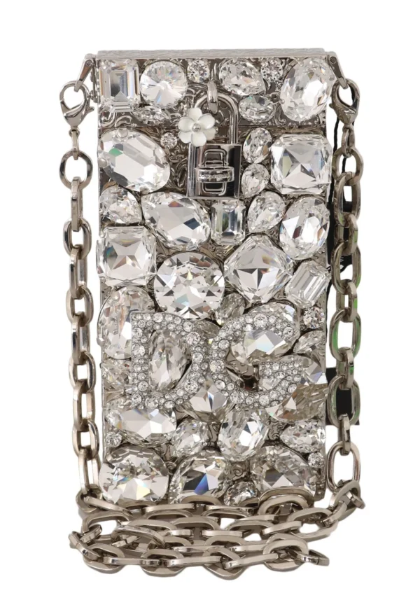 Dolce & Gabbana Women's Crystal Embellished Silver Crossbody Purse
