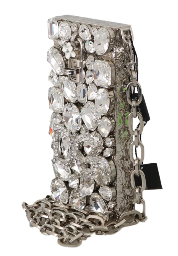 Dolce & Gabbana Women's Crystal Embellished Silver Crossbody Purse
