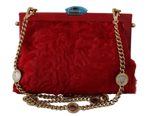 Dolce & Gabbana Women's Opulent Red Fur VANDA Evening Clutch