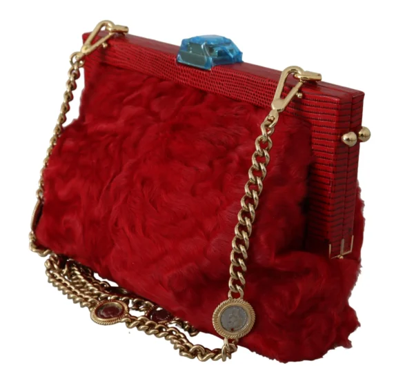 Dolce & Gabbana Women's Opulent Red Fur VANDA Evening Clutch