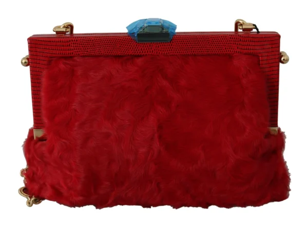 Dolce & Gabbana Women's Opulent Red Fur VANDA Evening Clutch