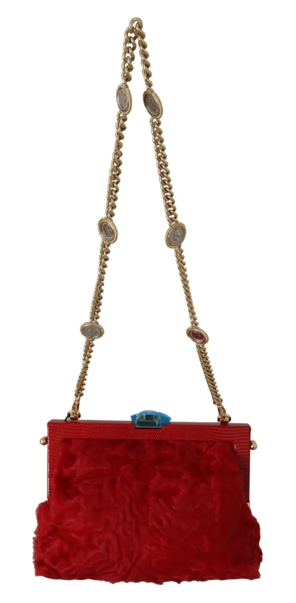 Dolce & Gabbana Women's Opulent Red Fur VANDA Evening Clutch
