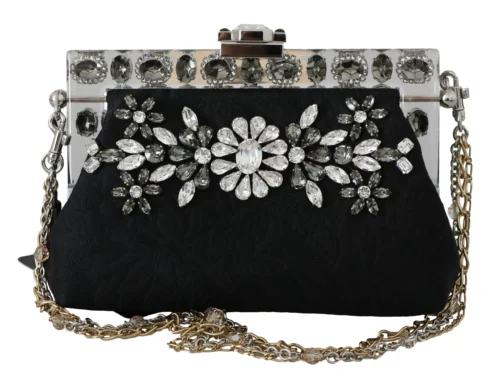 Dolce & Gabbana Women's Elegant Black Crystal Evening Clutch Bag
