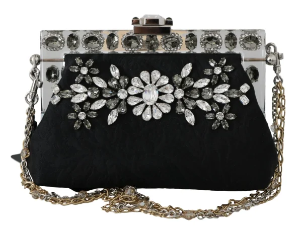 Dolce & Gabbana Women's Elegant Black Crystal Evening Clutch Bag