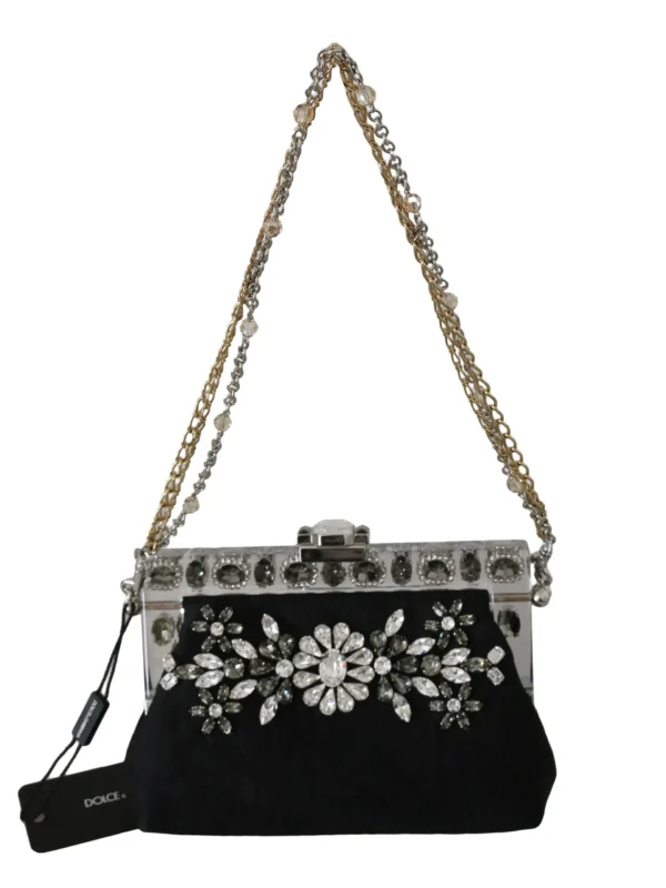 Dolce & Gabbana Women's Elegant Black Crystal Evening Clutch Bag