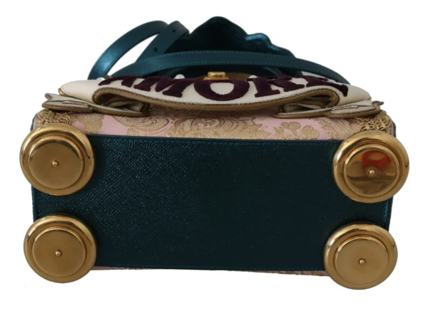 Dolce & Gabbana Women's Chic Blue Gold Angel Motif Welcome Bag