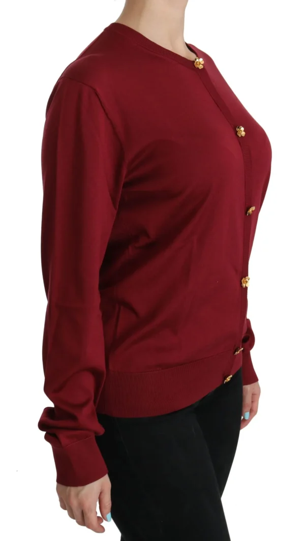 Dolce & Gabbana Women's Silk Red Cardigan Top with Button Accents
