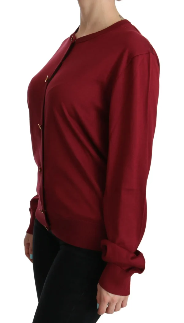 Dolce & Gabbana Women's Silk Red Cardigan Top with Button Accents